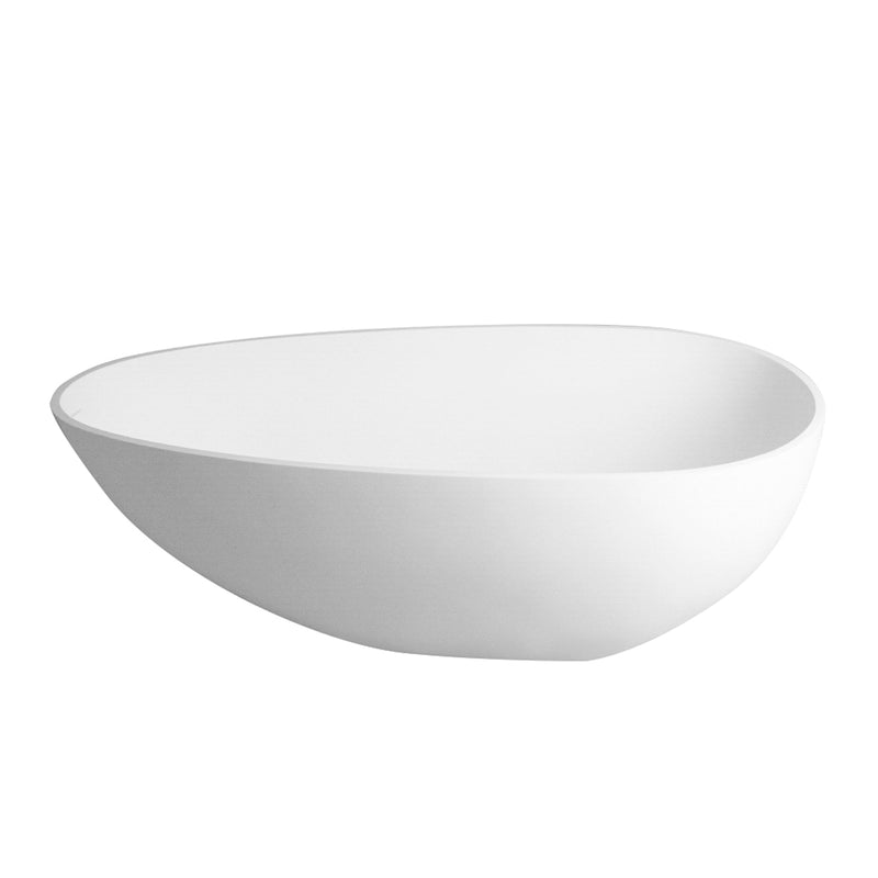 59inch Solid Surface Stone Resin Freestanding Egg Shape Bathtub in Matte White