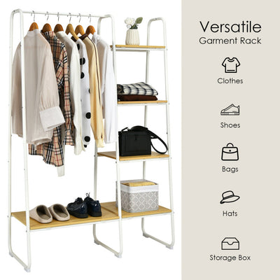 Clothes Rack Free Standing Storage Tower with Hanging Bar