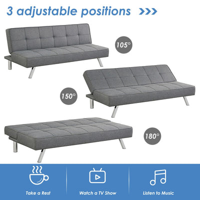 3-Seat Convertible Sofa Bed with High-Density Sponge for Living Room