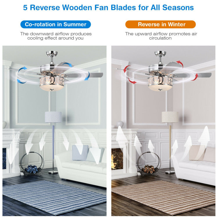 52 Inch Ceiling Fan with Light Reversible Blade and Adjustable Speed