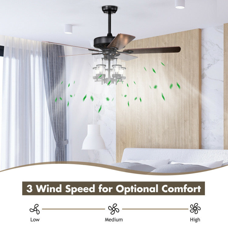 50 Inch Noiseless Ceiling Fan Light with Explosion-proof Glass Lampshades