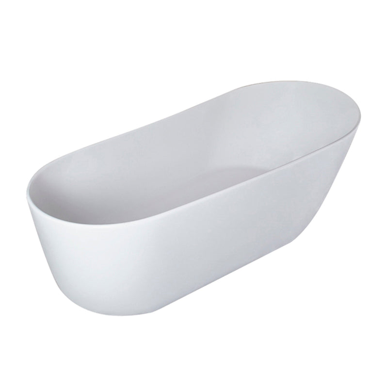 67inch Solid Surface Stone Resin Oval Shape Soaking Bathtub with Overflow in Matte White