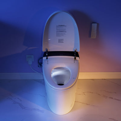 Elongated Smart Bidet Toilet in White with Built-in Tank, Foot Sensor Function, Auto Flush,LED Display