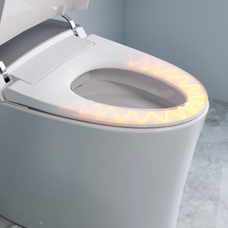 Elongated Smart Bidet Toilet in White with Built-in Tank, Foot Sensor Function, Auto Flush,LED Display