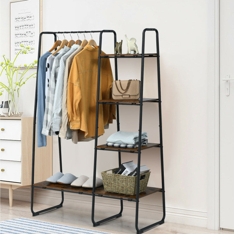 Clothes Rack Free Standing Storage Tower with Hanging Bar