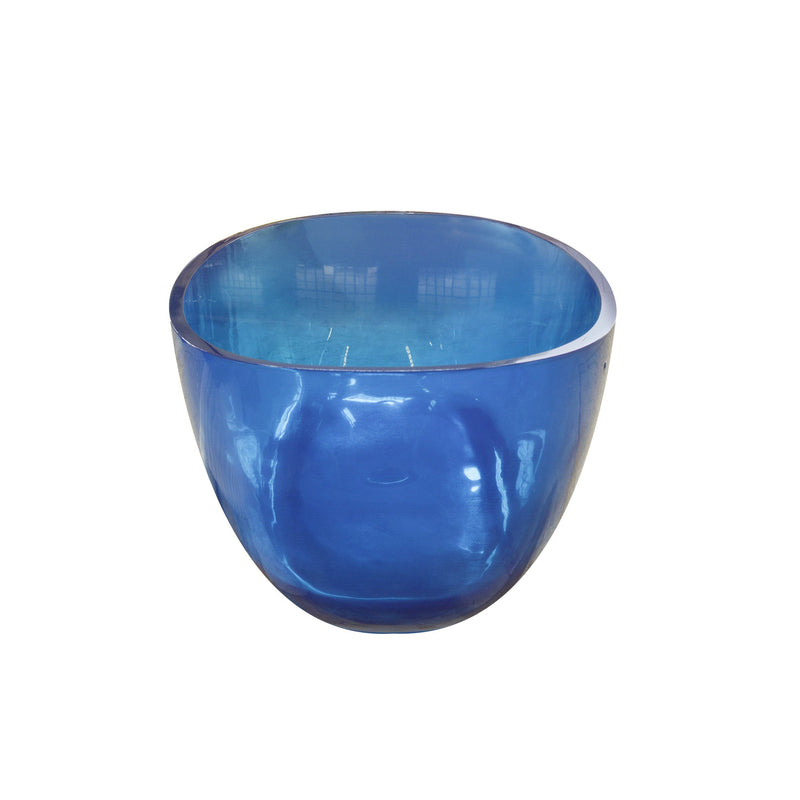 64inch Resin Transparent Blue Oval Shape Freestanding Soaking Bathtub