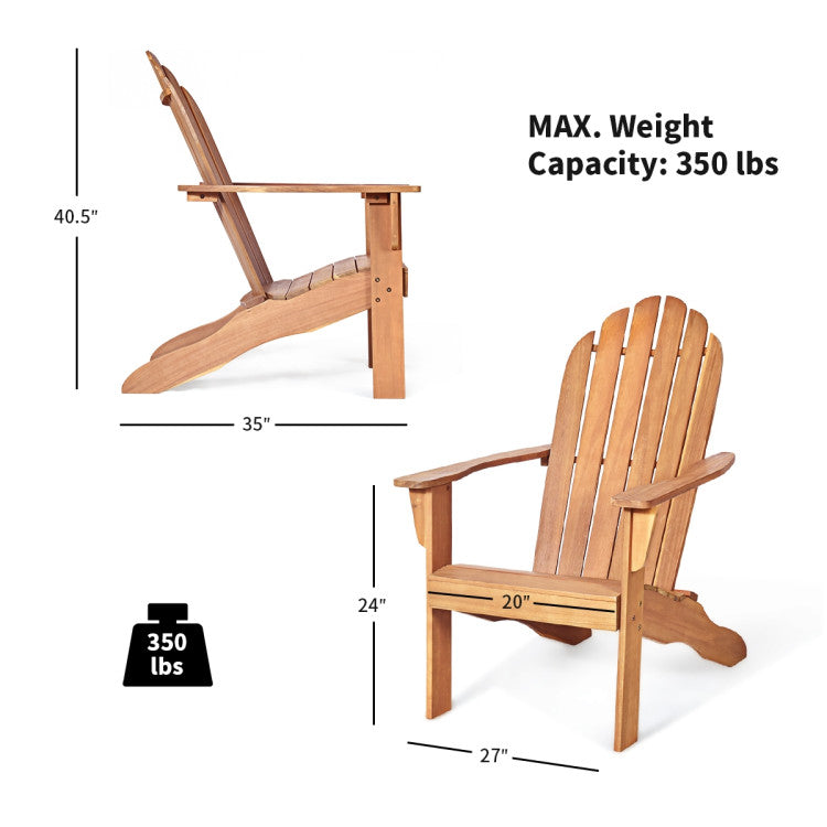 Acacia Wood Outdoor Adirondack Chair with Ergonomic Design