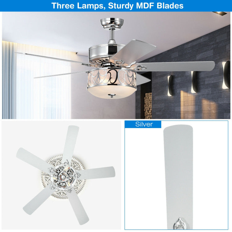 52 Inch Ceiling Fan with Light Reversible Blade and Adjustable Speed