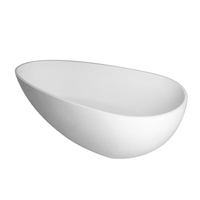 59inch Solid Surface Stone Resin Freestanding Egg Shape Bathtub in Matte White