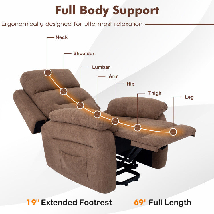 Power Lift Recliner Sofa with Side Pocket and Remote Control