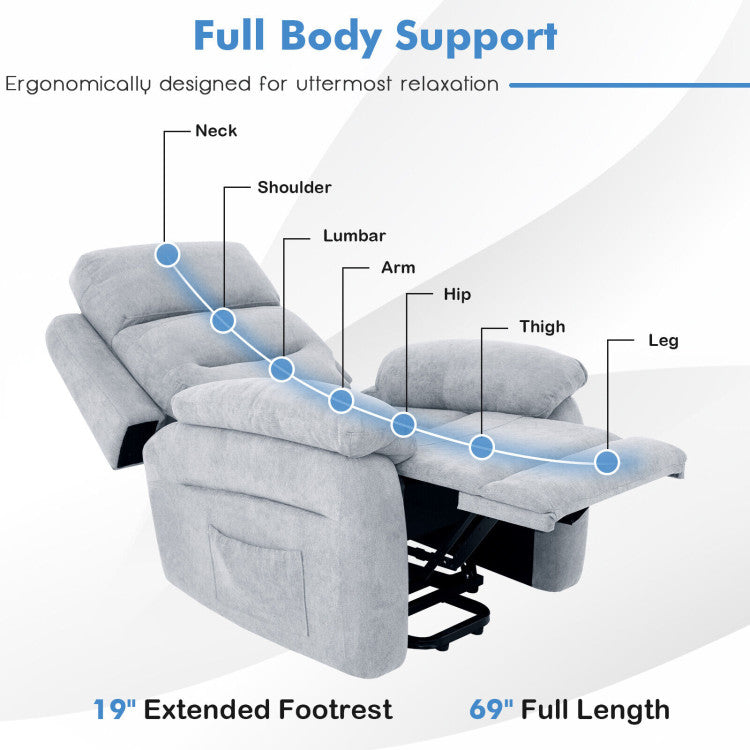 Power Lift Recliner Sofa with Side Pocket and Remote Control