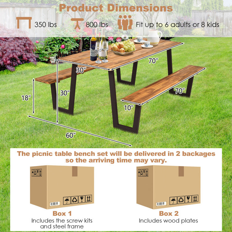 70 Inch Dining Table Set with Seats and Umbrella Hole