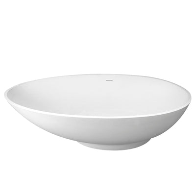 70inch Stone Resin Solid Surface Egg Shape Freestanding Bathtub in Matte White