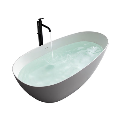 59inch/67inch/71inch Stone Resin Solid Surface Matte Flatbottom Freestanding Bathtub in White