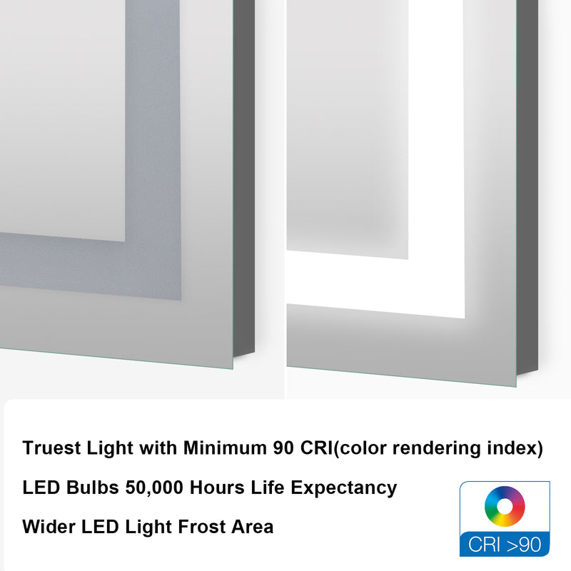 24 in. W x 32 in. H Frameless Rectangular LED Light Bathroom Mirror