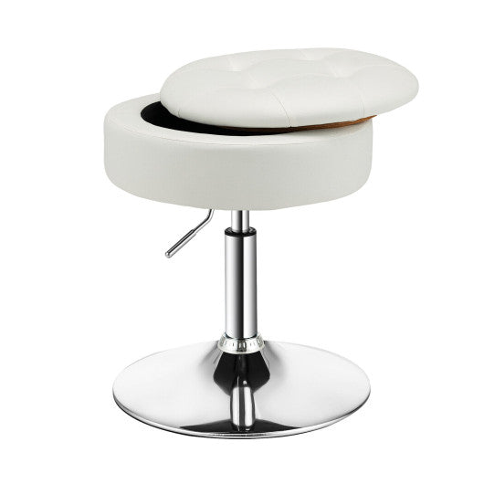 Adjustable 360° Swivel Storage Vanity Stool with Removable Tray