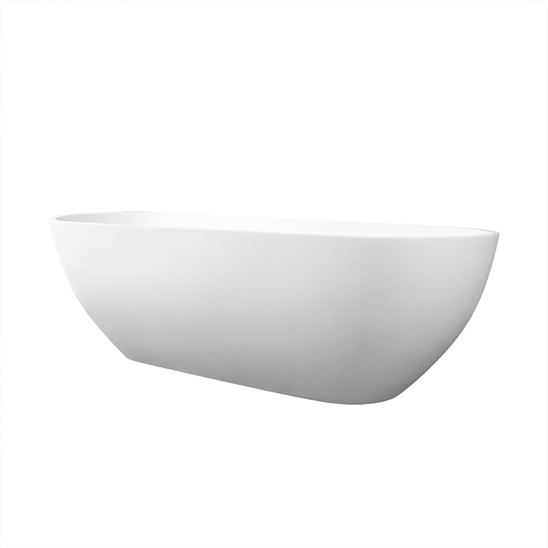 59inch Stone Resin Solid Surface Oval Shape Freestanding Bathtub in Matte White