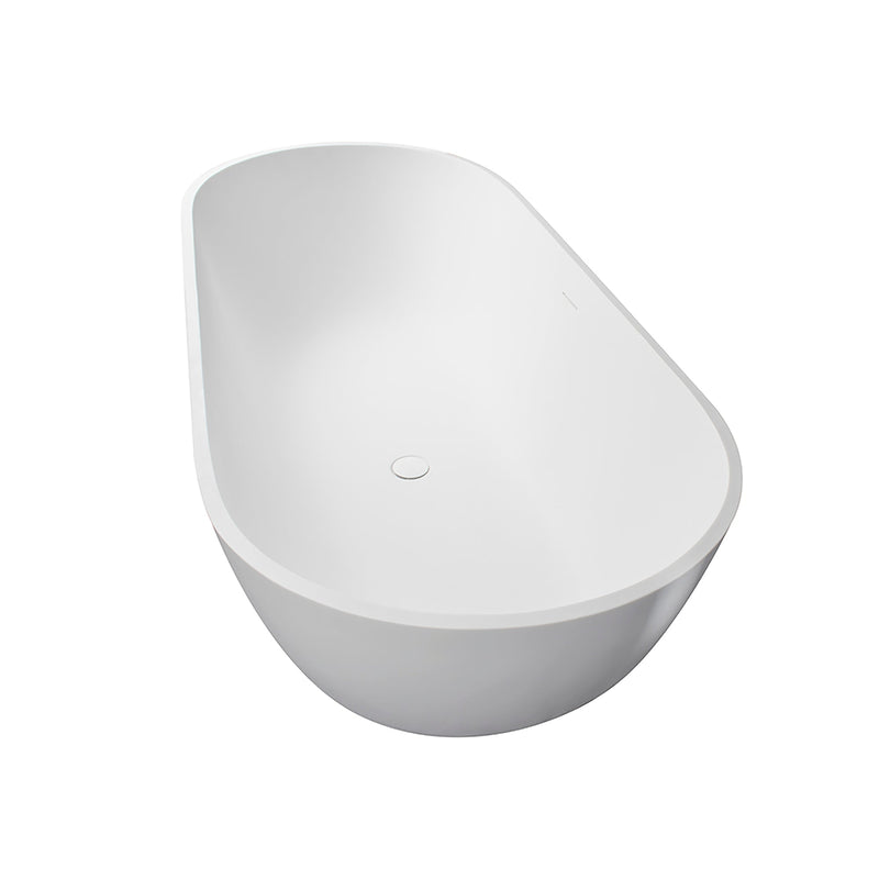 59inch Stone Resin Solid Surface Oval Shape Freestanding Bathtub in Matte White