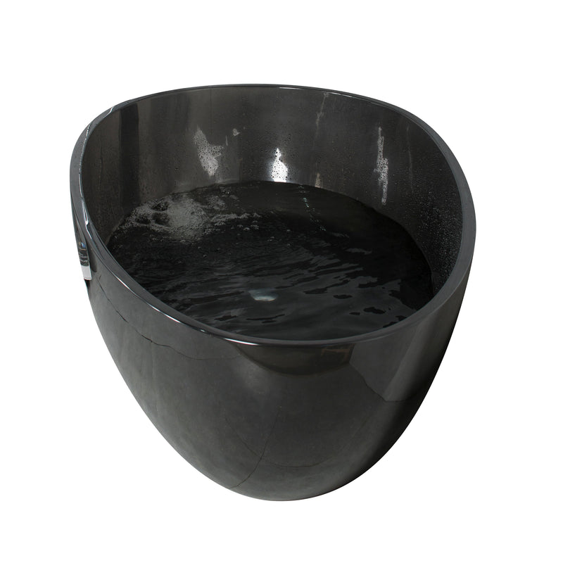 68inch Translucent Black Resin Egg Shape Freestanding Bathtub