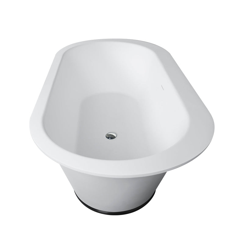 71inch Freestanding Artificial Stone Solid Surface Bathtub in Matte White