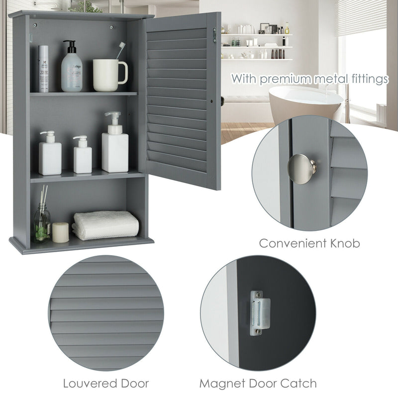 Bathroom Wall Mount Storage Cabinet Single Door with Height Adjustable Shelf