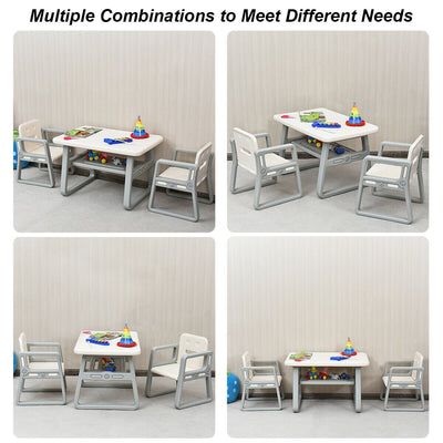 Kids Table and 2 Chairs Set with Storage Shelf