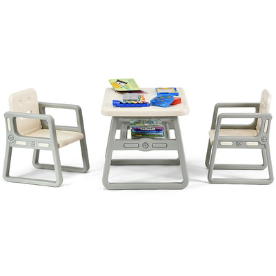 Kids Table and 2 Chairs Set with Storage Shelf