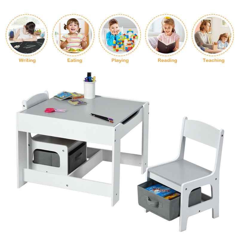 Kids Table Chairs Set With Storage Boxes