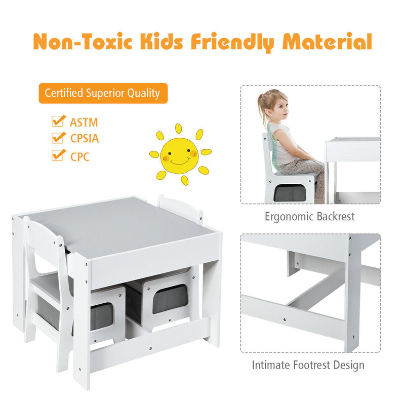 Kids Table Chairs Set With Storage Boxes