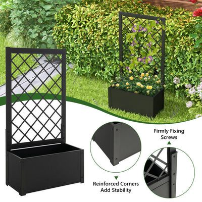 49 Inch Metal Raised Garden Bed with Trellis