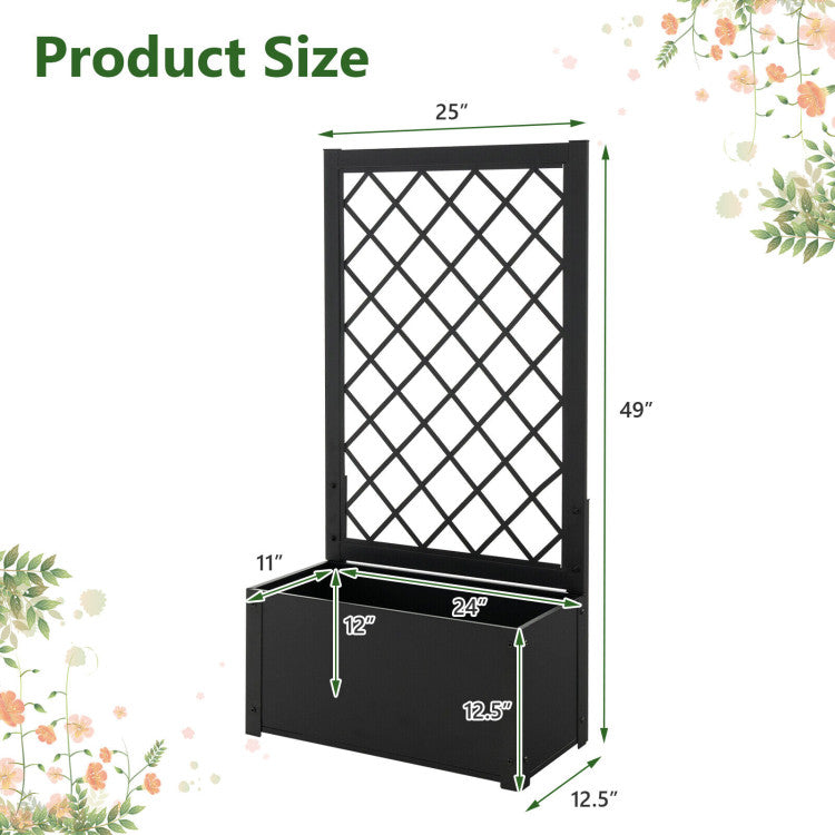 49 Inch Metal Raised Garden Bed with Trellis