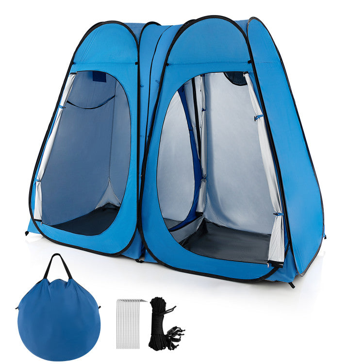 Oversized Pop Up Shower Tent with Window Floor and Storage Pocket