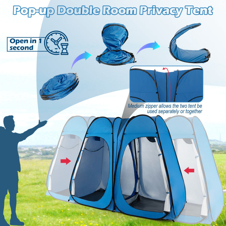 Oversized Pop Up Shower Tent with Window Floor and Storage Pocket