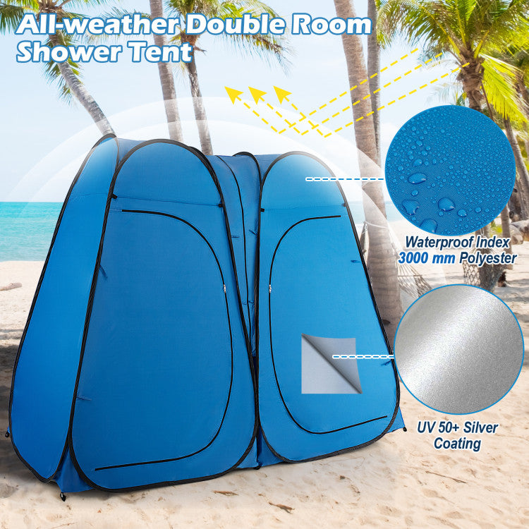 Oversized Pop Up Shower Tent with Window Floor and Storage Pocket