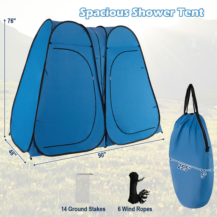 Oversized Pop Up Shower Tent with Window Floor and Storage Pocket