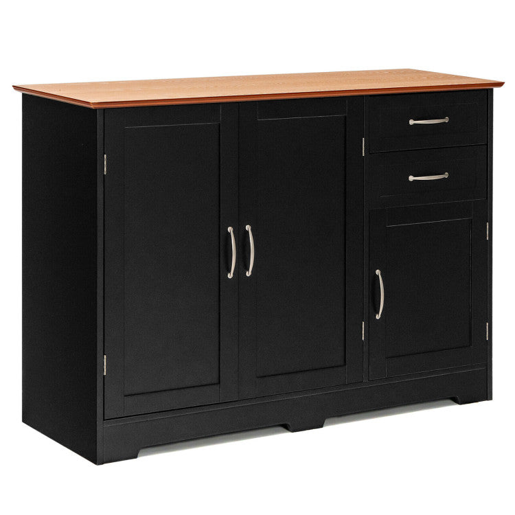 Black Buffet Server Storage Cabinet with 2-Door Cabinet and 2 Drawers