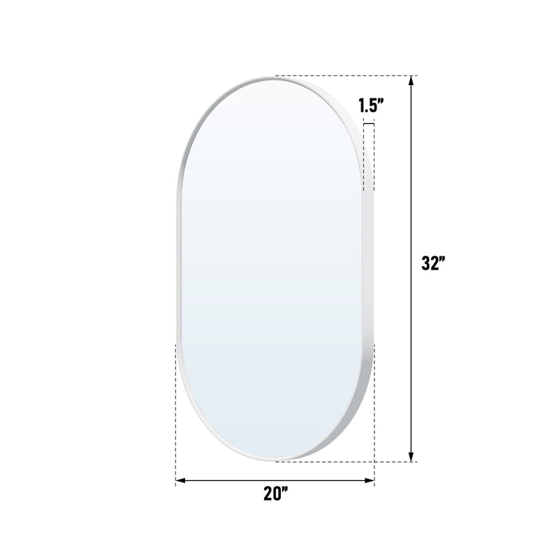 24 in. W x 40 in. H Oval Framed Wall Mount Bathroom Vanity Mirror in White