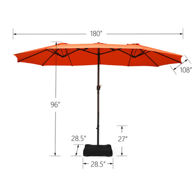 15 Ft Patio Umbrella Outdoor Umbrella with Crank and Base