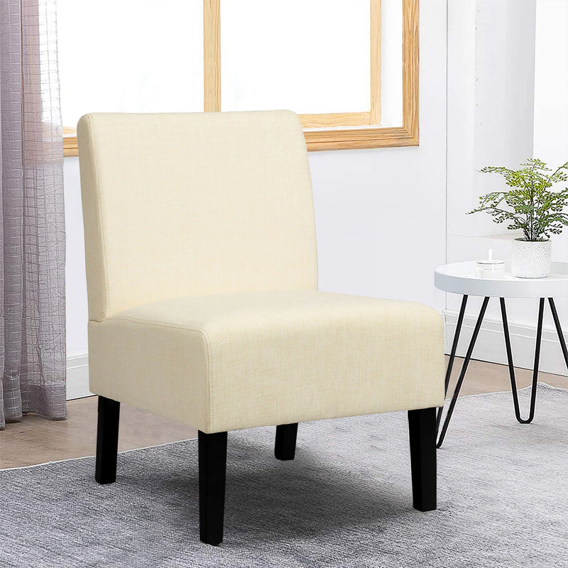 Armless Accent Chair with Rubber Wood Legs