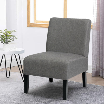 Armless Accent Chair with Rubber Wood Legs