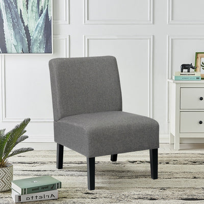 Armless Accent Chair with Rubber Wood Legs