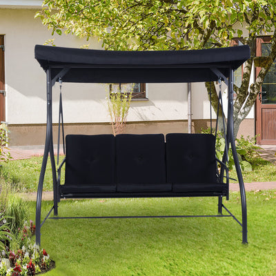 3 Seats Outdoor Swing Hammock with Adjustable Tilt Canopy