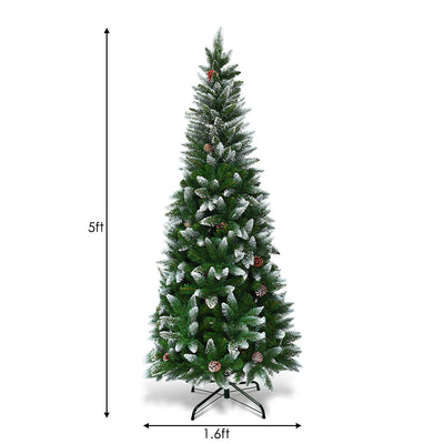 5' / 6' / 7.5' Artificial Pencil Christmas Tree with Pine Cones