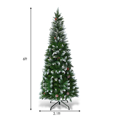 5' / 6' / 7.5' Artificial Pencil Christmas Tree with Pine Cones