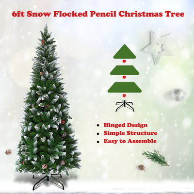 5' / 6' / 7.5' Artificial Pencil Christmas Tree with Pine Cones