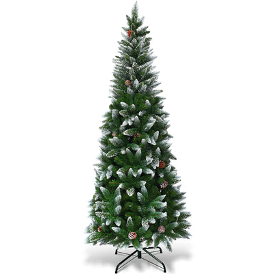 5' / 6' / 7.5' Artificial Pencil Christmas Tree with Pine Cones