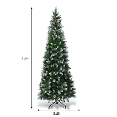 5' / 6' / 7.5' Artificial Pencil Christmas Tree with Pine Cones