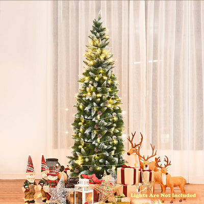 5' / 6' / 7.5' Artificial Pencil Christmas Tree with Pine Cones