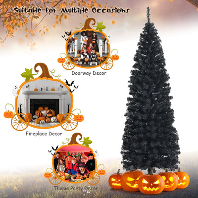 6 Feet Unlit Artificial Christmas Halloween Pencil Tree with Metal Stand