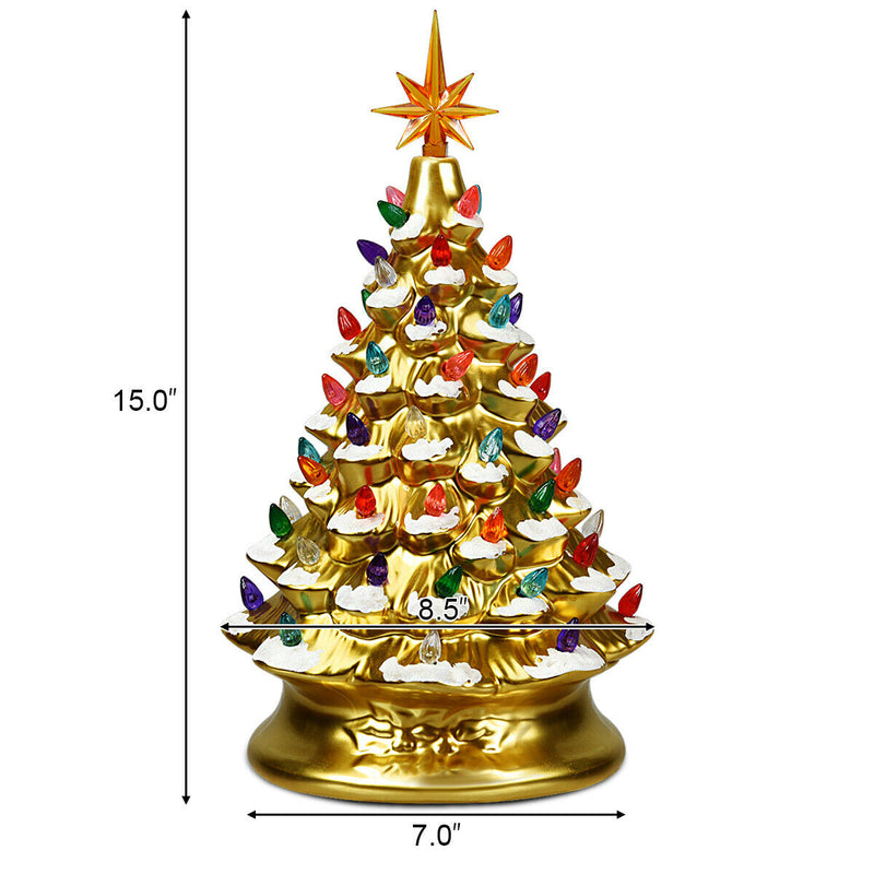 15 Inch Pre-Lit Hand-Painted Ceramic National Christmas Tree